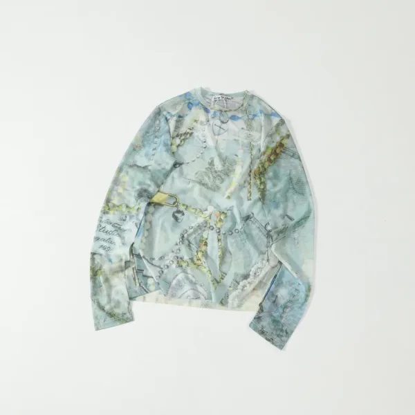 Acne Studios Long-Sleeved Base Layer Red Polyester Spandex Mesh Lace Spring Summer Autumn Winter