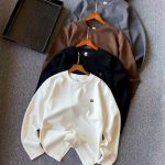 Moncler Sweatshirt Red Cotton Silk Milk Honeycomb Weave Simple Design White