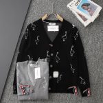 Thom Browne Cardigan Red Wool Jacquard