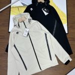 Descente Coat Black Fleece Woven Fabric Clean Lines Daily Commute Autumn Winter And Patch