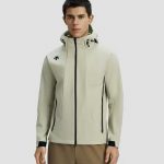 Descente Coat Black Fleece Woven Fabric Clean Lines Daily Commute Autumn Winter Patch