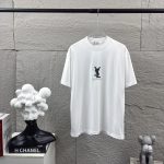 Saint Laurent Short Sleeves Black Cotton Pure Fleece Spring