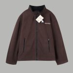 Miu Coat Red Cotton Polyester Acrylic Fleece Fabric Spring Embroidery Side Pockets