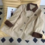 Miu Coat Brown Corduroy Embroidery Patch