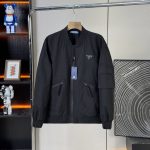 Prada Jacket Red Eva Nylon Twill Ribbed Fabric Exquisite Workmanship Easy To Match Spring Autumn