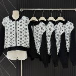 Louis Vuitton Cardigan Black Mink Fur Jacquard Patch