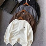 Moncler Hoodies Red Cotton Silk Milk Honeycomb Weave Simple Design White Embroidery