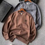 Loewe Sweatshirt Yellow Cotton Silk Milk Honeycomb Weave Simple Design