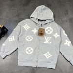Louis Vuitton Coat Ash Eva Cotton Velvet Distressed Jeans Streetwear Autumn Winter And Embroidery Side Pockets