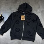 Louis Vuitton Coat Ash Eva Cotton Velvet Distressed Jeans Streetwear Autumn Winter And Embroidery Side Pockets