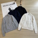 Ralph Lauren Outerwear Red Cotton Wool Blend Cable Knit Easy To Match Retro Preppy Style Spring Autumn Winter And
