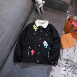 Chrome Hearts Outerwear Ash Sheepskin Suede Denim