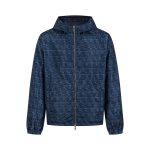 Fendi Trench Coat Blue Nylon Elegant Style Leather Patch