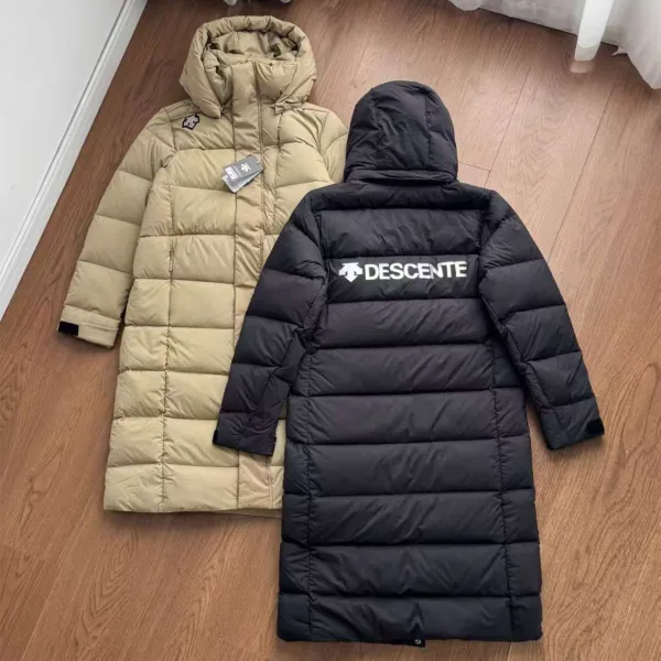 Descente Overcoat Black Feather Goose Down Polyester Fiber Winter