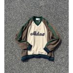 Adidas Long-Sleeved Green Woven Fabric Exquisite Workmanship Art Graffiti
