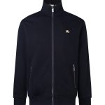 Burberry Coat Black Fleece Ribbed Fabric Embroidery