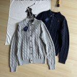 Ralph Lauren Outerwear Red Cotton Cable Knit Autumn Winter Embroidery