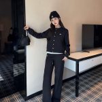 Celine Trousers Black Embroidery