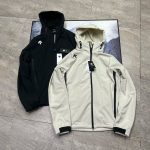 Descente Coat Red Fleece Woven Fabric Clean Lines Daily Commute Autumn Winter Patch