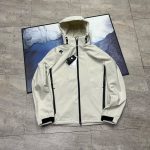 Descente Coat Black Fleece Woven Fabric Clean Lines Daily Commute Autumn Winter Patch