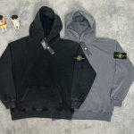 Stone Island Hoodie Red Exquisite Workmanship Street Style Retro Wash Spring Autumn