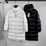 Moncler Long-Sleeved Down Jacket Black Feather Goose Winter Glossy Fabric