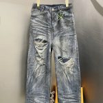 Balenciaga Jeans Red Denim Summer Leather Patch