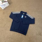 Adidas Long-Sleeved Shirts Red Down Polyester Zippered Pocket