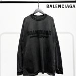 Balenciaga Long-Sleeved T-Shirt Red Cotton Pure Autumn Neckline Stitching