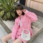Miu Handbag Red Cotton Satin Summer