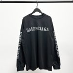 Balenciaga Long-Sleeved T-Shirt Red Cotton Pure Autumn Winter Neckline Stitching