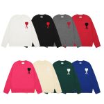 Ami Long-Sleeved Shirts Red Cotton Pure Down Polyester Jacquard Street Style