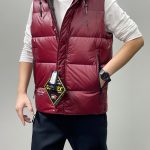 Archaeopteryx Down Jacket Red Duck Patent Leather Exquisite Workmanship Autumn Winter Slim Fit Zippered Pocket