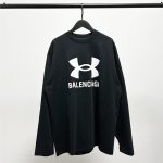 Balenciaga Long-Sleeved T-Shirt Red Cotton Pure Neckline Stitching