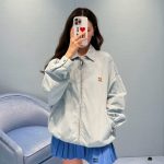 Miu Coat Red Cotton Twill Patch