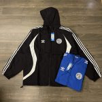 Adidas Outerwear Blue Polyester Fiber Lace Autumn Embroidery Heavy