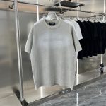 Balenciaga Short-Sleeved T-Shirt Ash Silk Embroidery