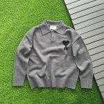 Ami Sweater Red Cotton Wool Cashmere Blend Nylon