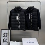 Monk Down Jacket Black Wool Goose Duck Nylon Patch