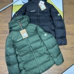 Mammut Outerwear Red Goose Down Fleece Mesh Winter Drawstring Adjustment Side Pockets Zippered Pocket