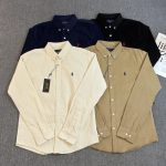 Ralph Lauren Long-Sleeved Shirts Red Cotton Down Corduroy Autumn Winter And Embroidery