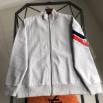 Moncler Coat Blue Cotton Pure Embroidery Side Webbing