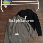 Ralph Lauren Down Jacket Black Wool Plush Autumn Winter Embroidery