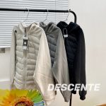 Descente Down Jacket Red Cotton Duck Ribbed Fabric Autumn Winter And