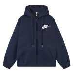 Nike Jackets Blue Cotton Xinjiang Ribbed Fabric Relaxed Fit