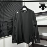 Descente Long-Sleeved Shirts Red Nylon Fleece Quick-Drying Autumn Winter