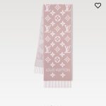 Louis Vuitton Shawl Pink Lady Wool Double-Sided Elegant