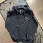 Chrome Hearts Coat Black Fleece Leather Patch