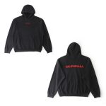 Balenciaga Hoodie Red Cotton Combed Autumn Winter Embroidery