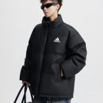 Adidas Cotton-Padded Coat Red Cotton Feather Down Pu Leather